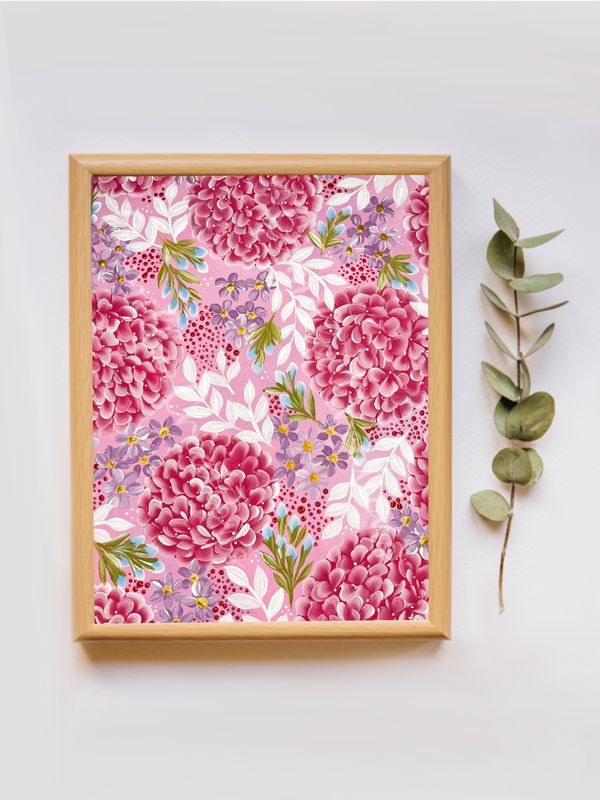 #105 Pink Floral Field Floral Print