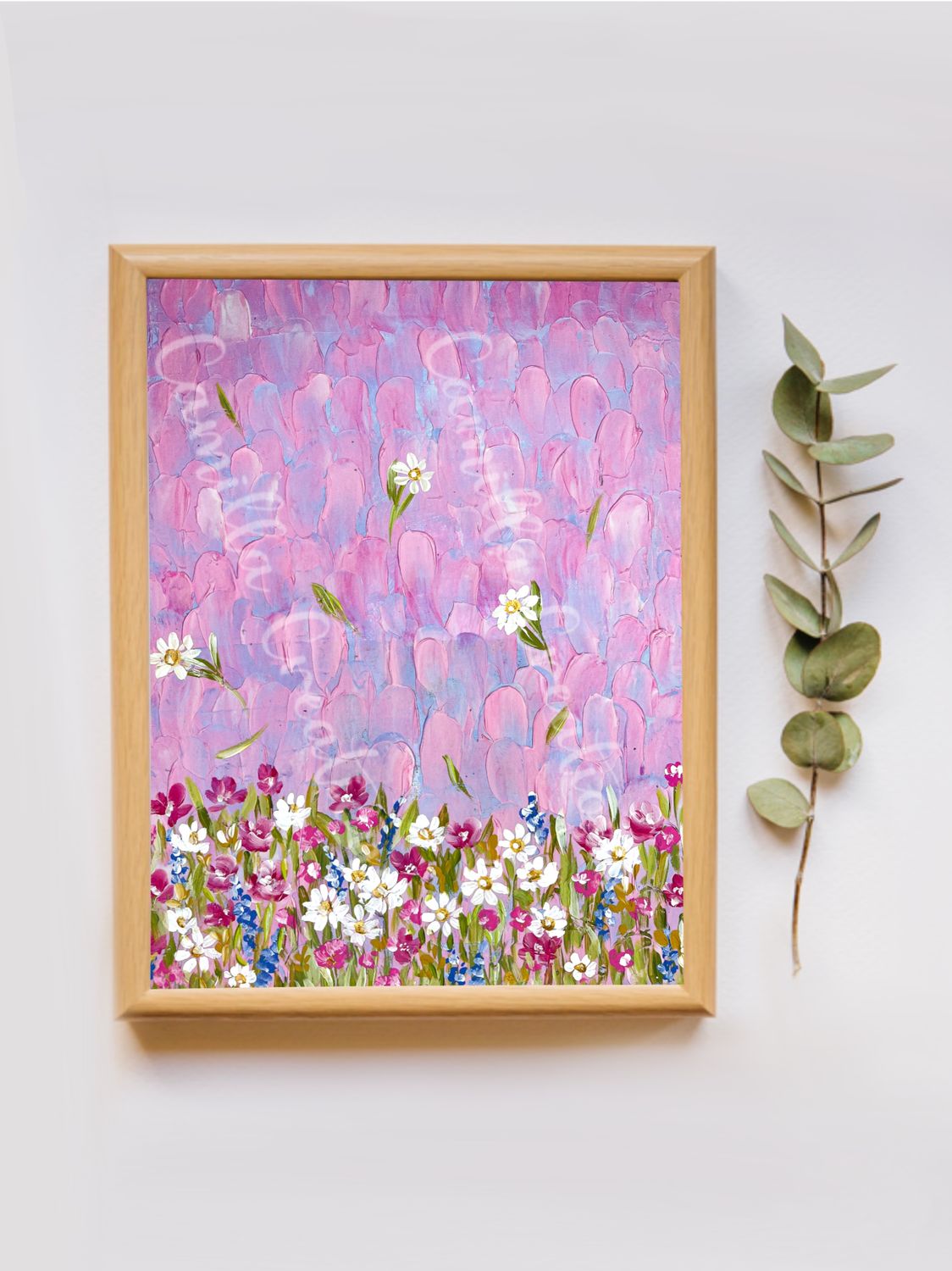#107 Pink Textured Flower Field Print