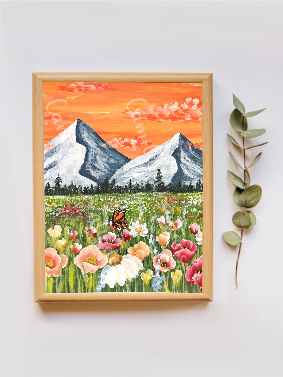 #108 Orange Mountain Meadow Print