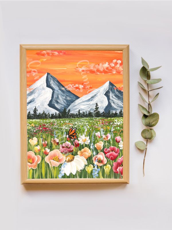 #108 Orange Mountain Meadow Print