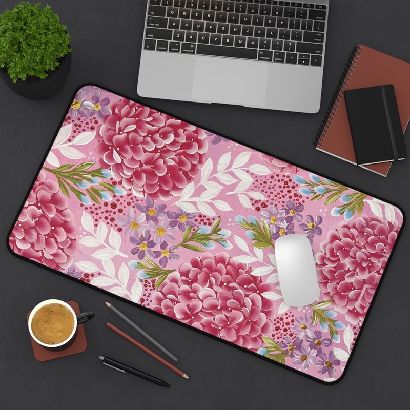 #9 Pink Floral Field Desk Mat (3 sizes)
