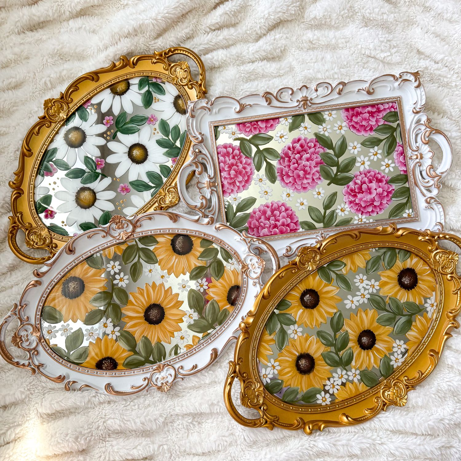 CUSTOM FLOWER: Vintage Mirror Tray