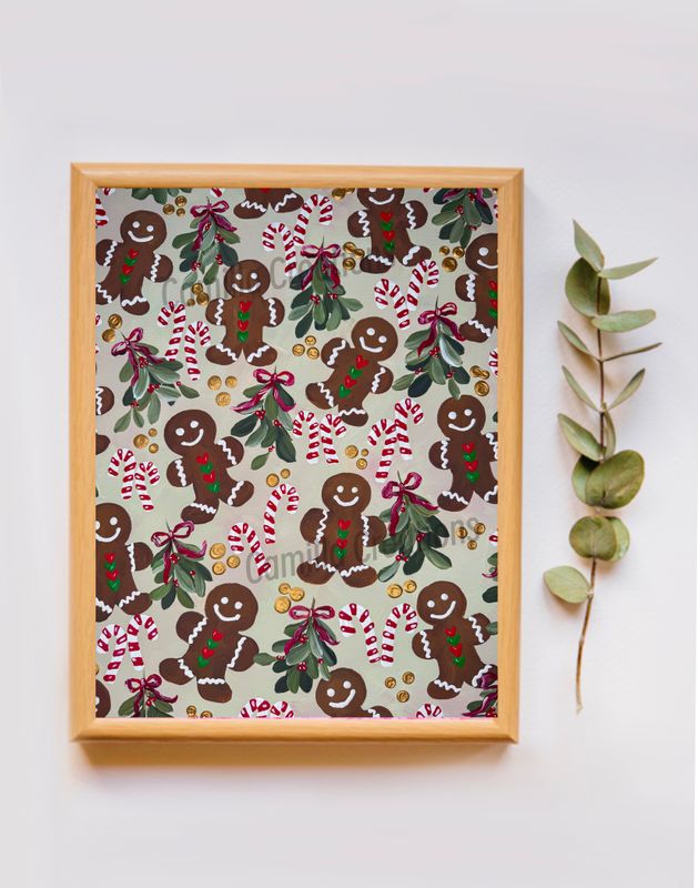 #117 Gingerbread Man Print