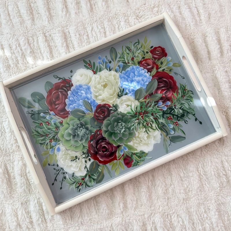 #1 Winter Bouquet Large Vintage Tray