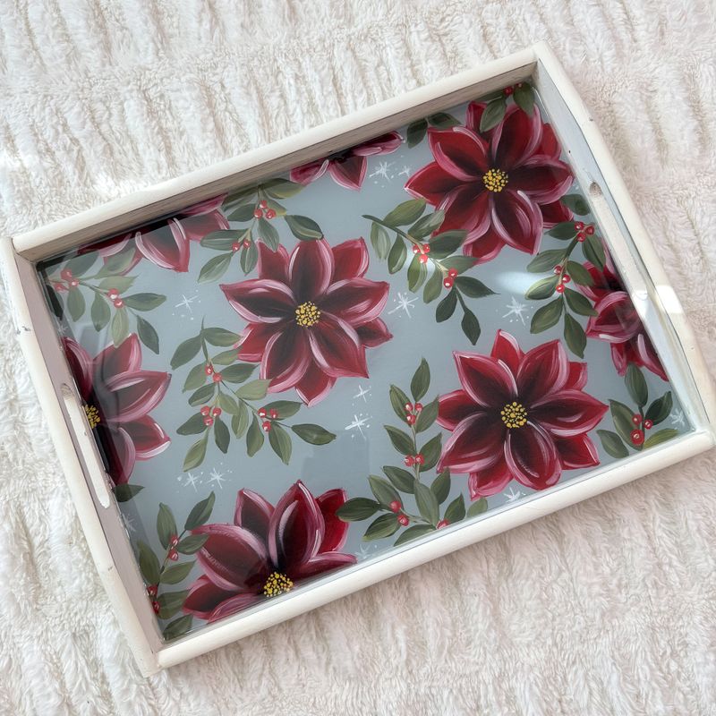 #2 Poinsettia Field Large Vintage Tray