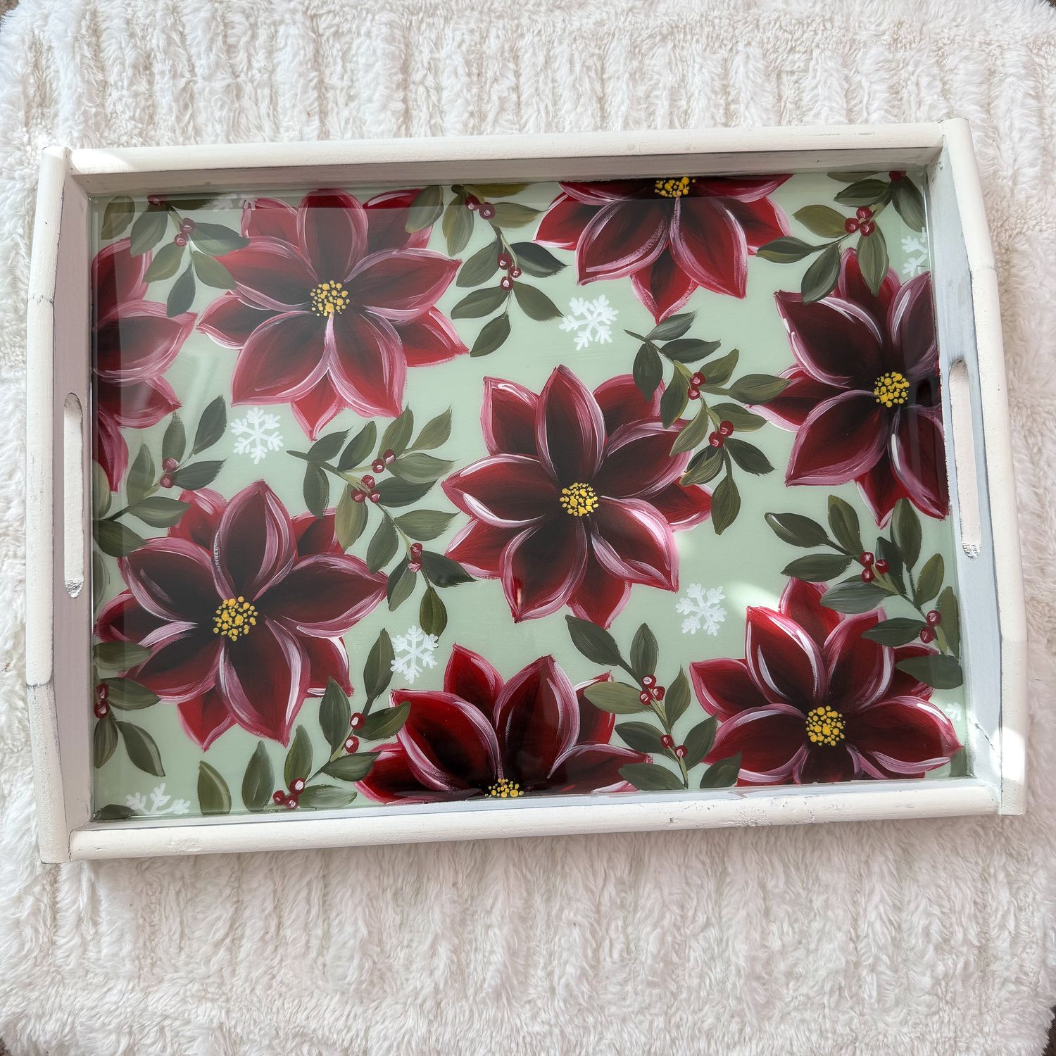 #3 Poinsettia Field Large Vintage Tray #3 Poinsettia Field Large Vintage Tray
