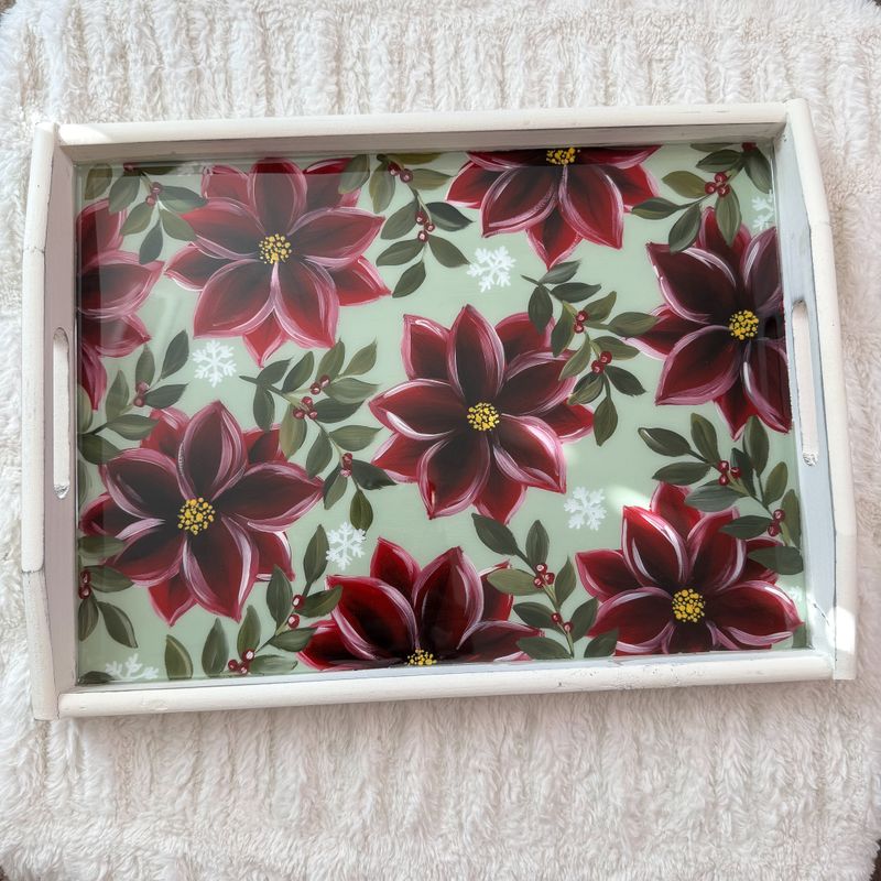 #3 Poinsettia Field Large Vintage Tray
