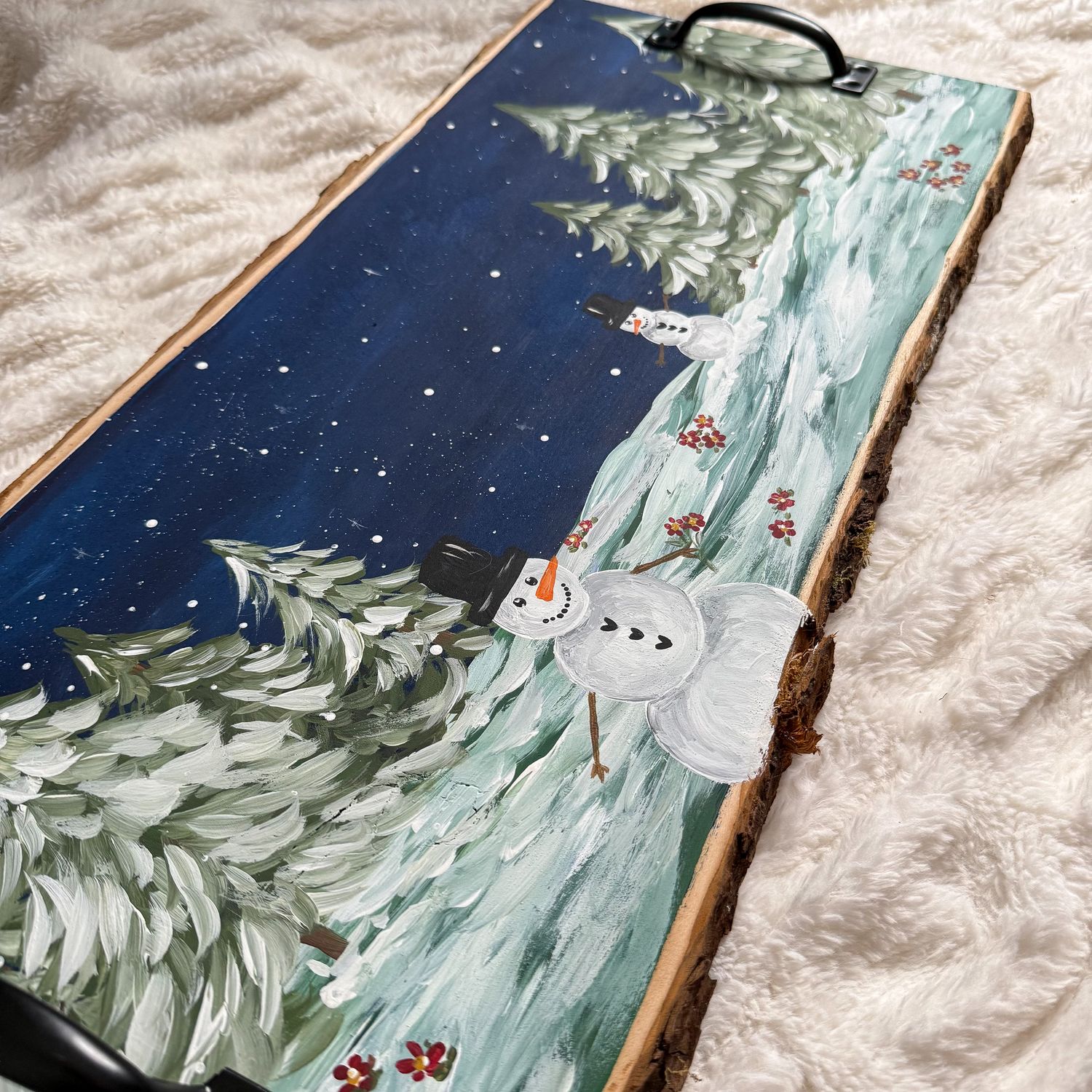 Snowman Landscape Wood Slice (Tray Optional) Snowman Landscape Wood Slice (Tray Optional)
