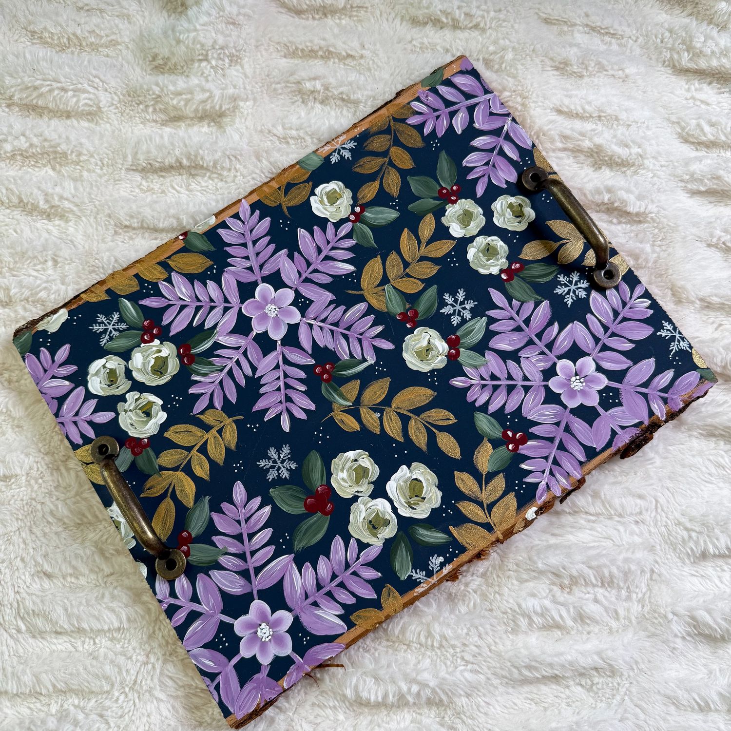 #1 Purple Snowflake Wood Slice (Tray Optional)