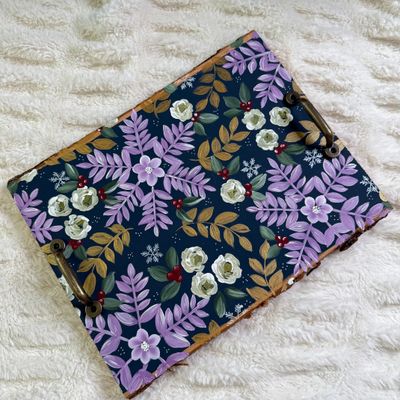 #1 Purple Snowflake Wood Slice (Tray Optional)