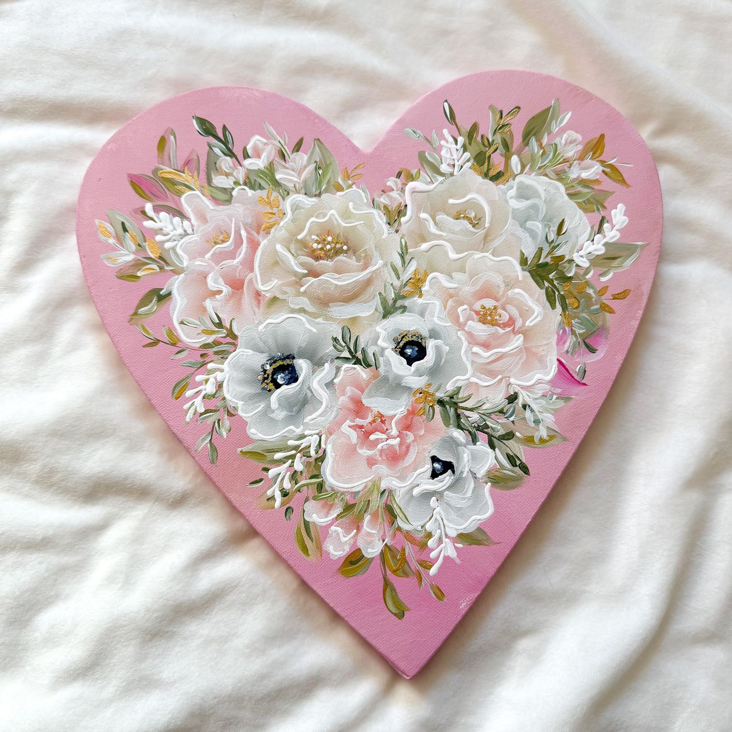 Lisa: Custom 12" Floral Bouquet Heart Canvas