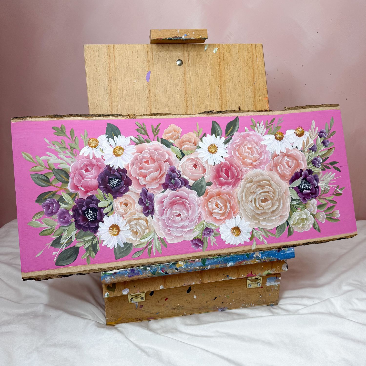 #1 "Peony Party" Bouquet - Large Wood Slice (WALL SIGN OR TRAY) #1 "Peony Party" Bouquet - Large Wood Slice (WALL SIGN OR TRAY)