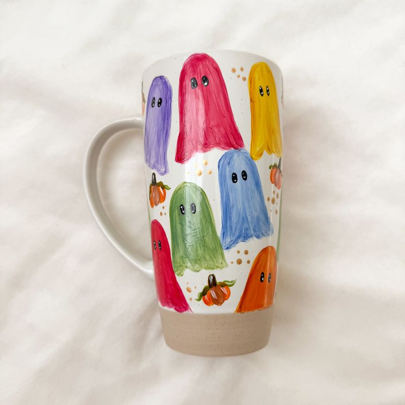 #14 Hand-Painted 20 oz Mug - Rainbow Ghosts
