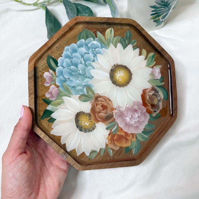 Floral Bouquet Small 8" Octagon Tray