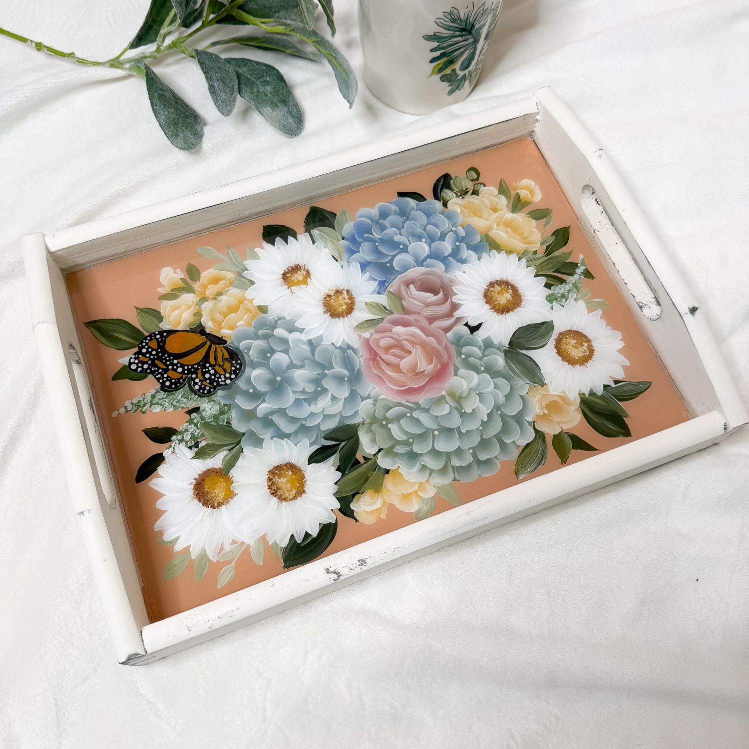 Floral Bouquet Small Vintage Tray Floral Bouquet Small Vintage Tray