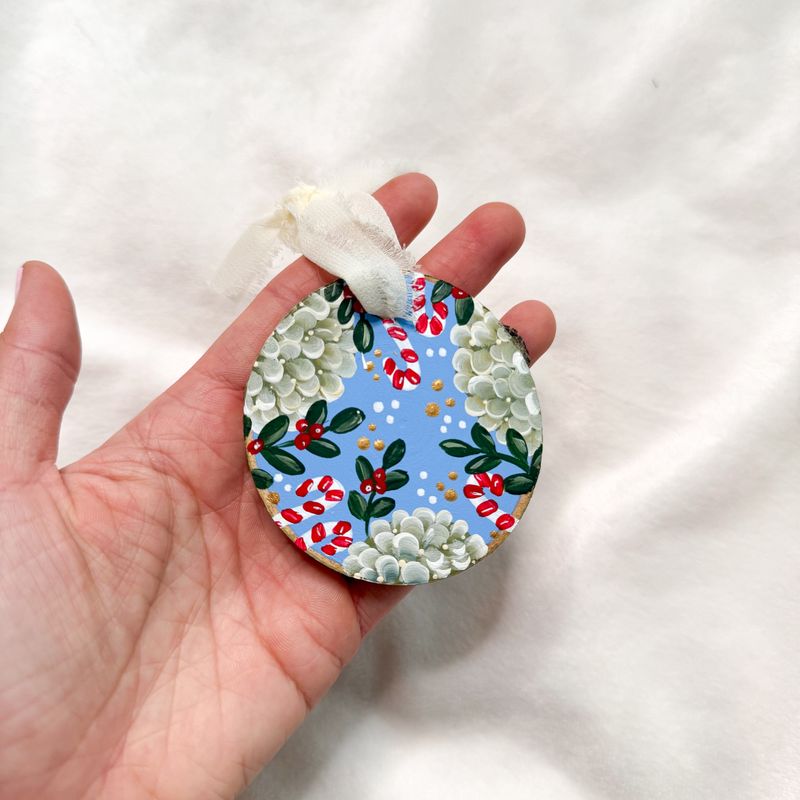 #1 Blue Candy Cane Ornament SMALL