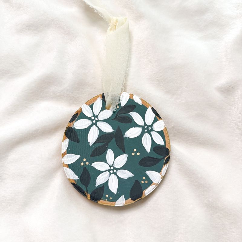 #5 Teal Floral Ornament - Regular Size