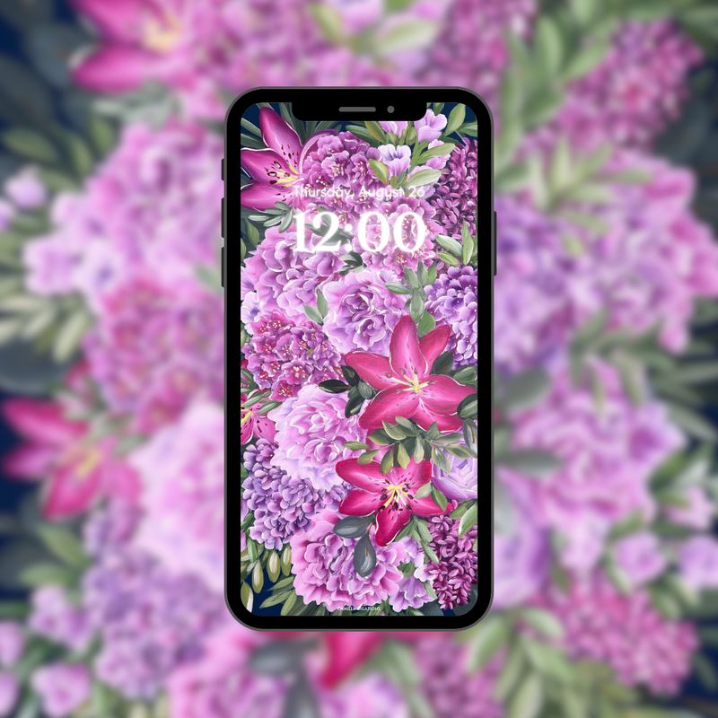 #71 Navy + Purple Floral Background/Wallpaper (2 parts) #71 Navy + Purple Floral Background/Wallpaper (2 parts)