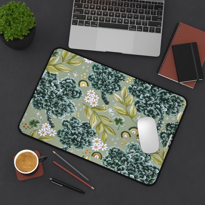Hydrangea 4 Leaf Clover Nonslip Desk Mat (3 sizes)