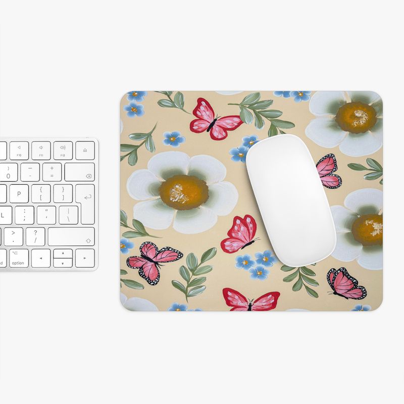 #19 Floral Rectangle Mouse Pad (Retro Daisy)