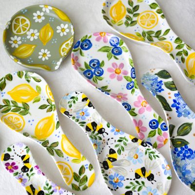 Hand-Painted Ceramic Spoon Rests