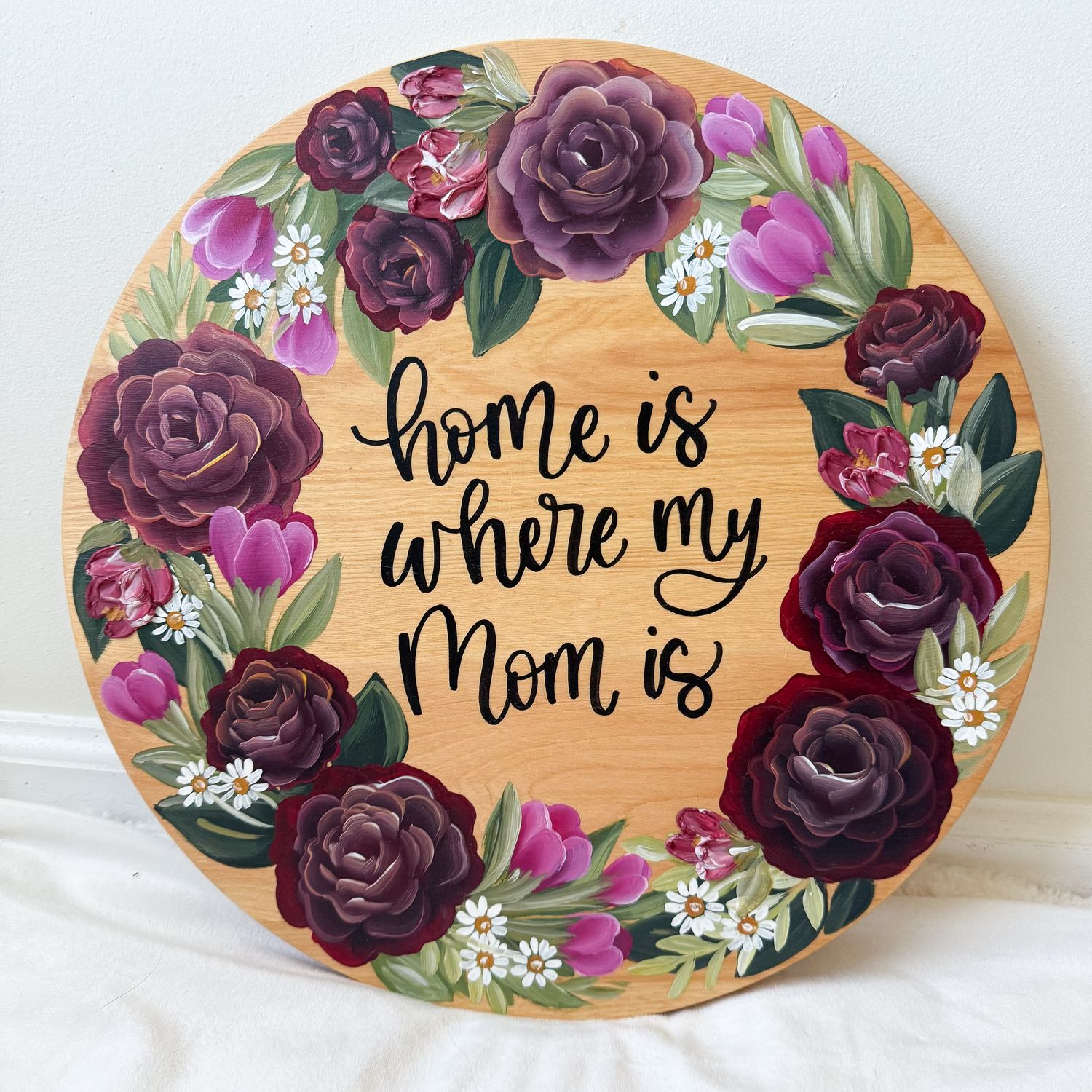 Home is where my mom is - Textured 15" Lazy Susan/Wall Sign