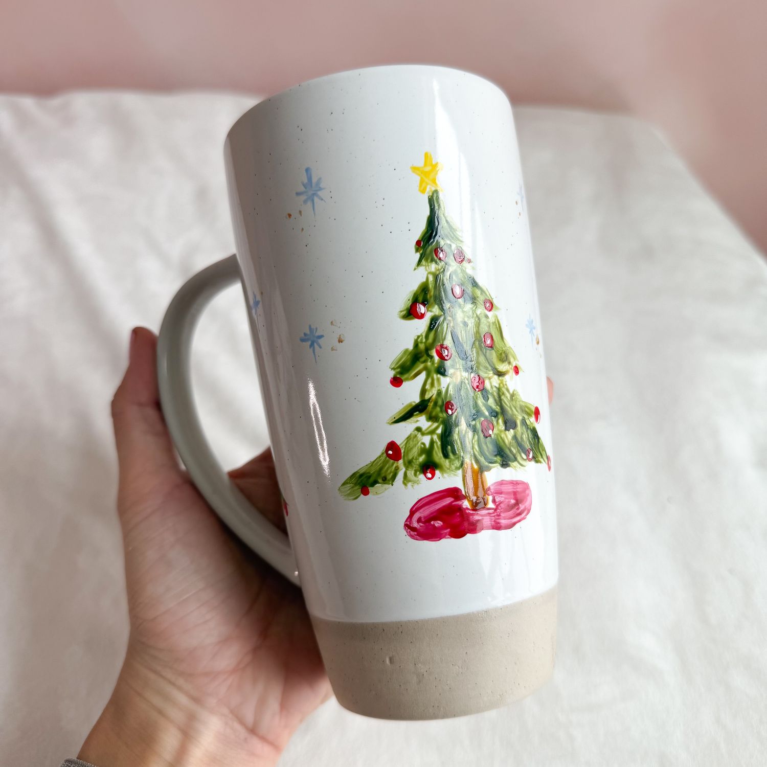 #5 Hand-Painted 20 oz White Mug - Christmas Tree #5 Hand-Painted 20 oz White Mug - Christmas Tree