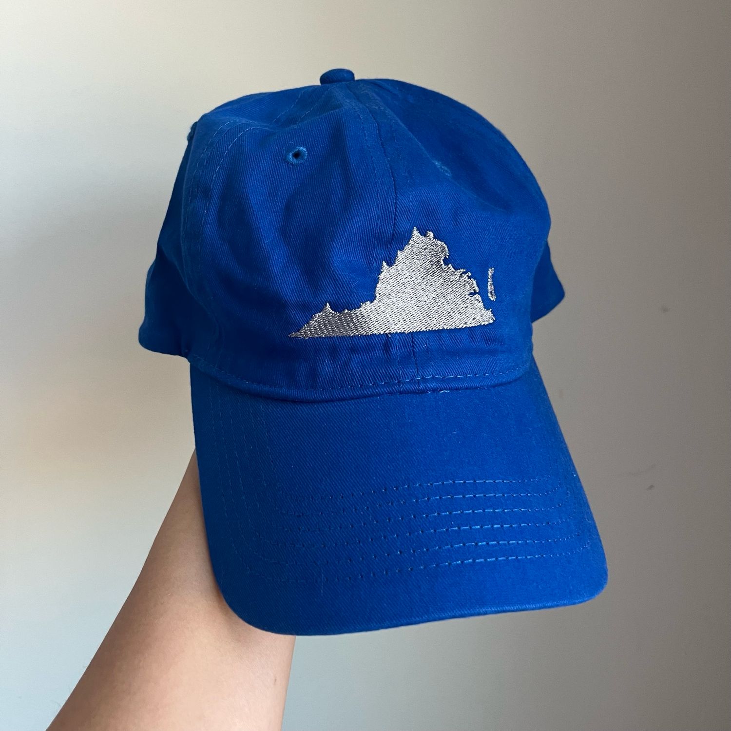 Virginia State Outline Embroidered Hat - Blue Virginia State Outline Embroidered Hat - Blue