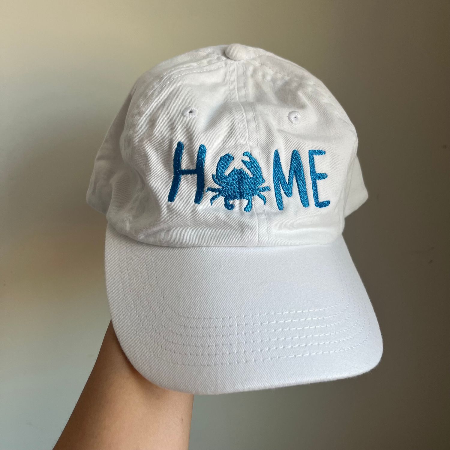 HOME Teal Crab Embroidered Hat - White HOME Teal Crab Embroidered Hat - White