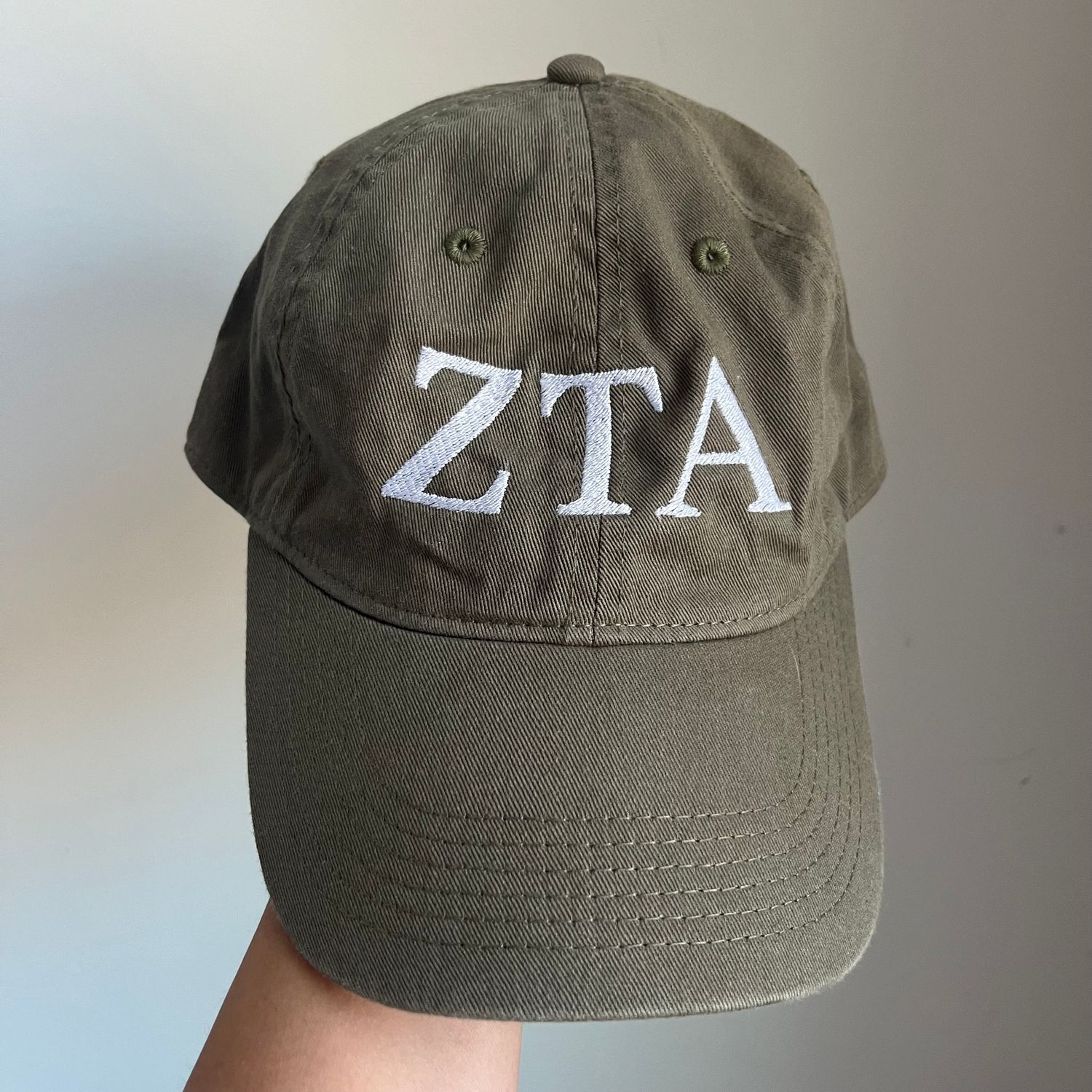 ZTA Zeta Tau Alpha Embroidered Hat - Green ZTA Zeta Tau Alpha Embroidered Hat - Green