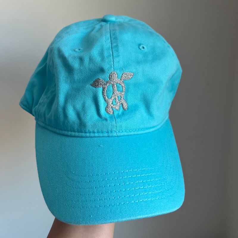 Gray Turtle Embroidered Hat - Teal Gray Turtle Embroidered Hat - Teal