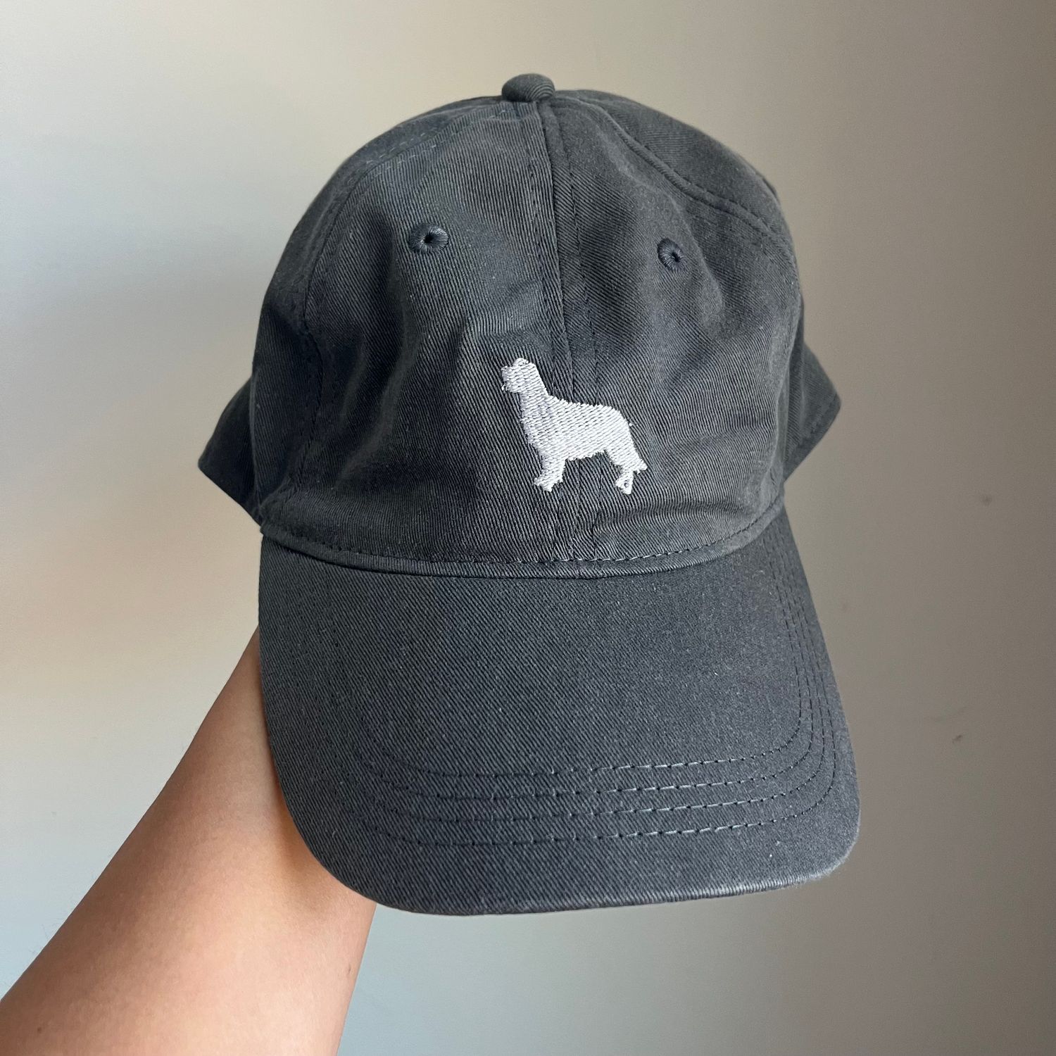 White Dog Embroidered Hat - Dark Gray White Dog Embroidered Hat - Dark Gray