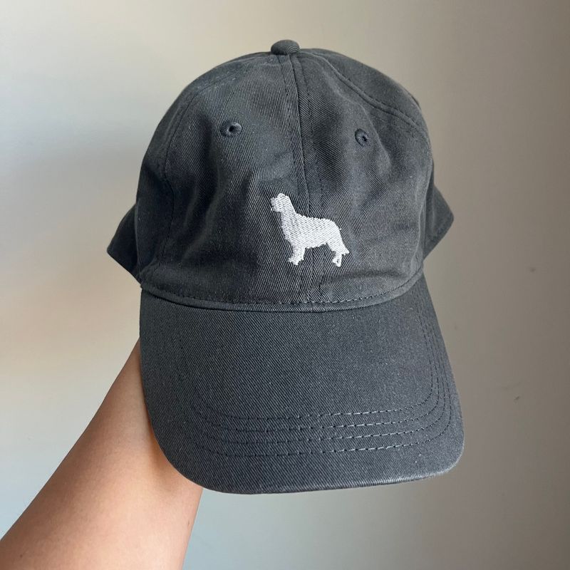 White Dog Embroidered Hat - Dark Gray White Dog Embroidered Hat - Dark Gray