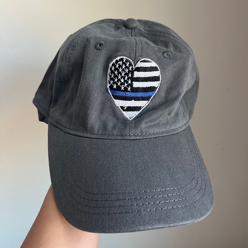 Thin Blue Line Flag Embroidered Hat - Dark Gray Thin Blue Line Flag Embroidered Hat - Dark Gray