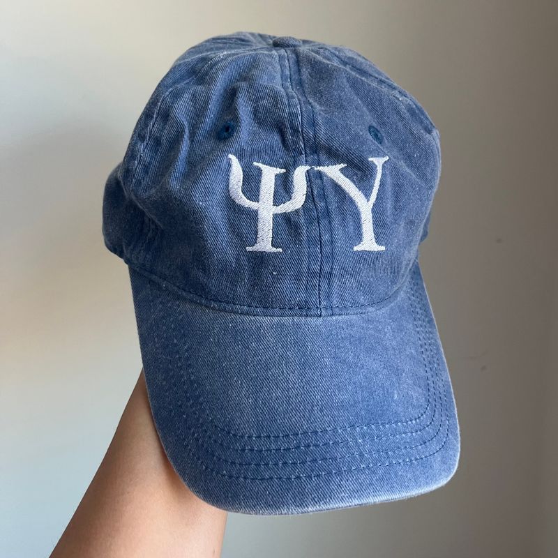 Psi Upsilon Embroidered Hat - Denim Blue Psi Upsilon Embroidered Hat - Denim Blue