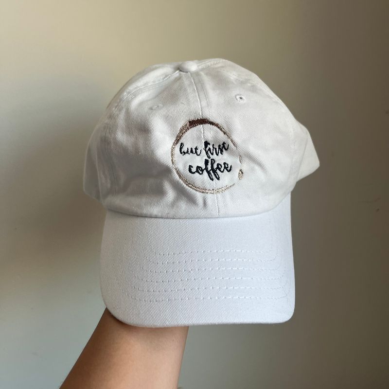 But First, Coffee Embroidered Hat - White But First, Coffee Embroidered Hat - White