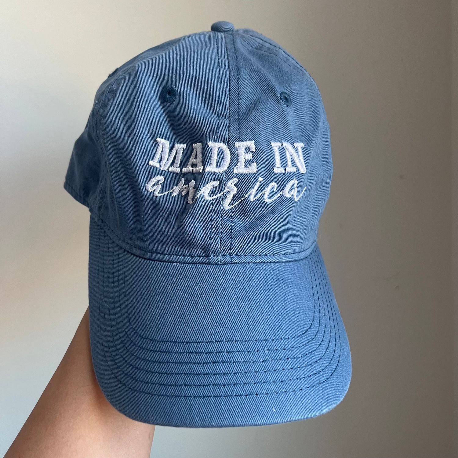 Made in America Embroidered Hat - Denim Blue Made in America Embroidered Hat - Denim Blue