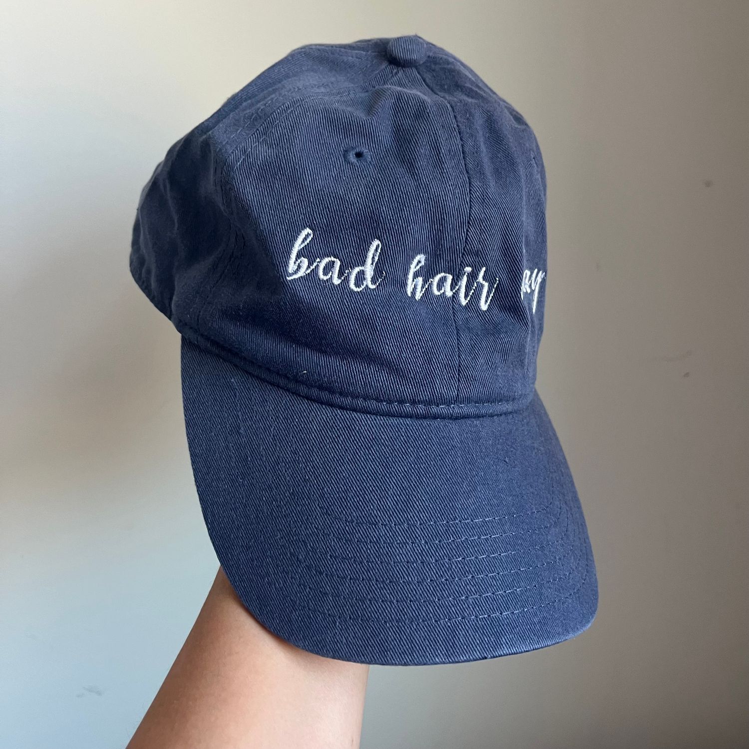 Bad Hair Day Embroidered Hat - Navy Blue Bad Hair Day Embroidered Hat - Navy Blue