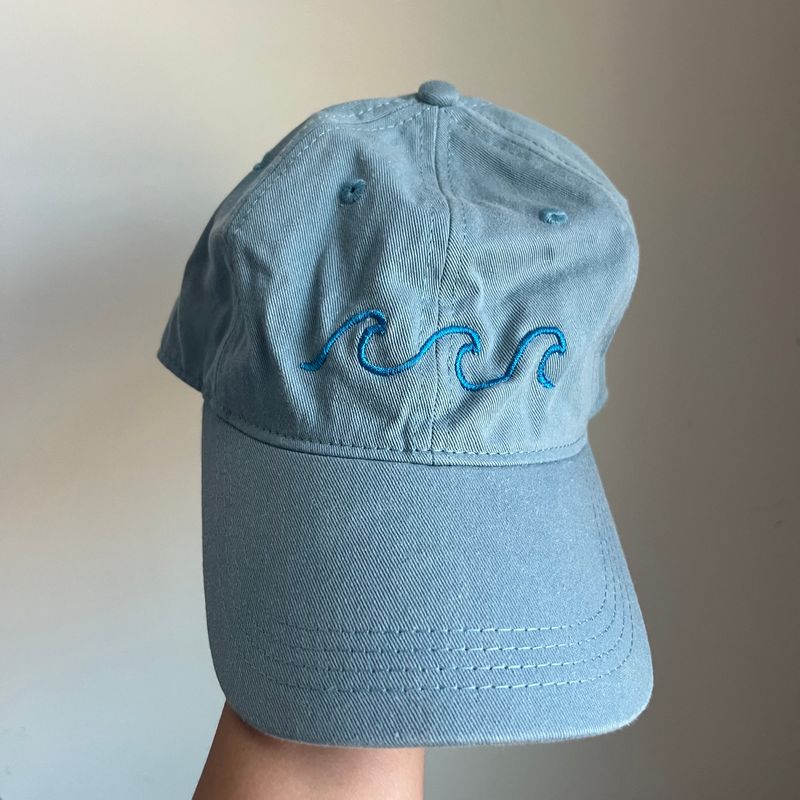 Waves Embroidered Hat - Blue Waves Embroidered Hat - Blue