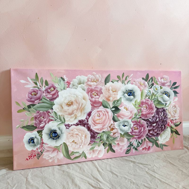 #2 Pink Bouquet 12"x24" Large Canvas