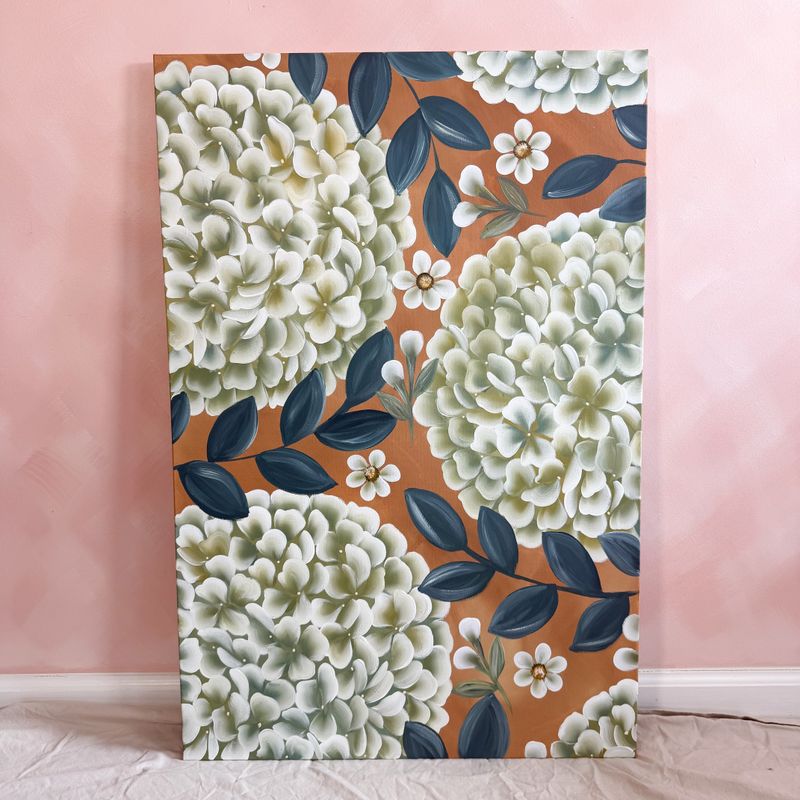 Large 24x36" Jumbo Neutral Hydrangea