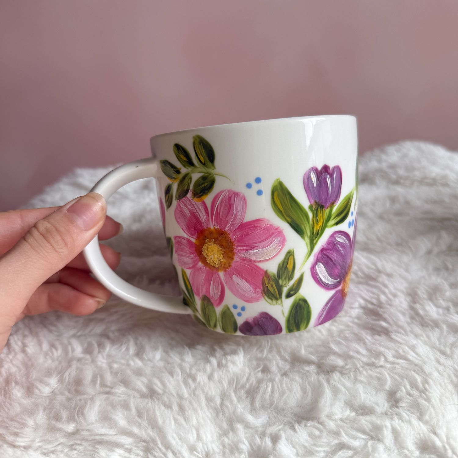 VDAY Hand-Painted 14 oz White Mug