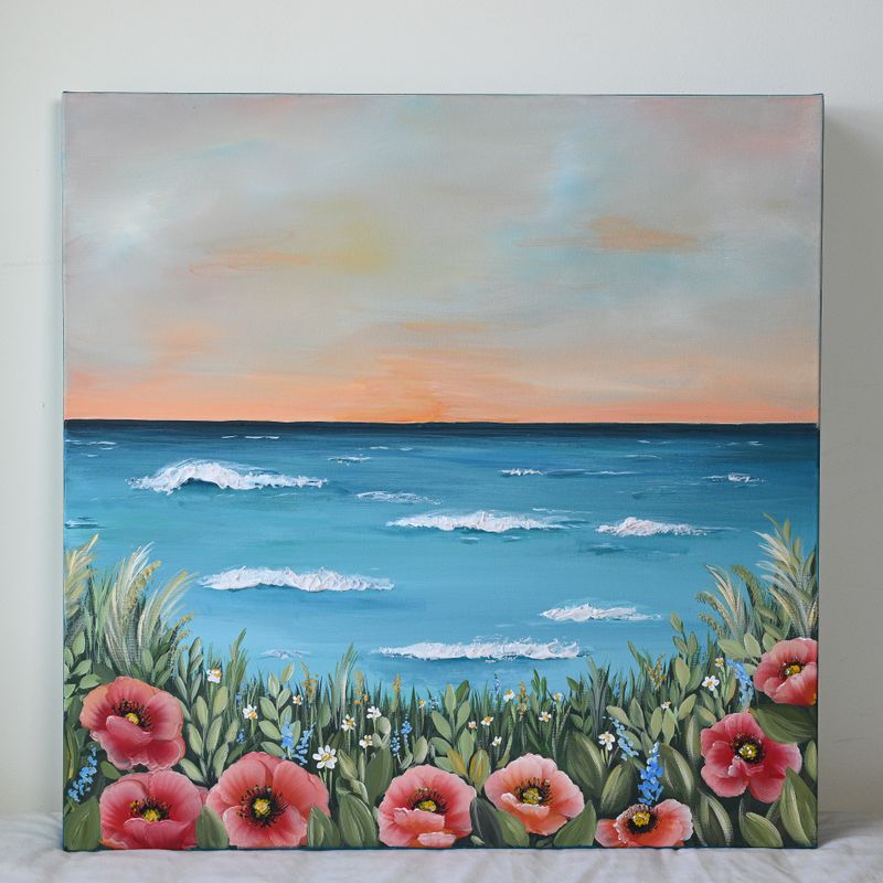 "Drifted Poppies" - Large 24" Canvas with Texture