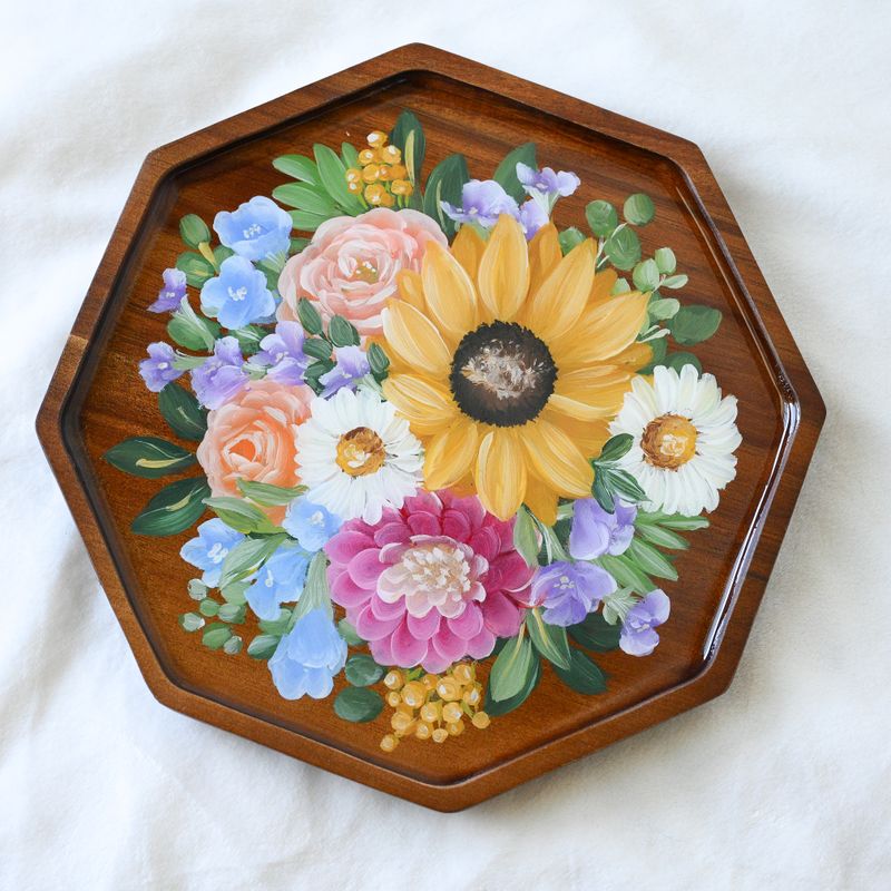 Floral Bouquet - Small 8" Octagon Tray