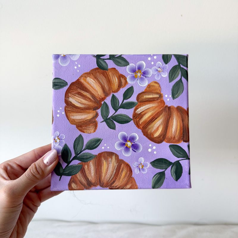 "You Had Me At Croissant  - 6x6" Purple Canvas