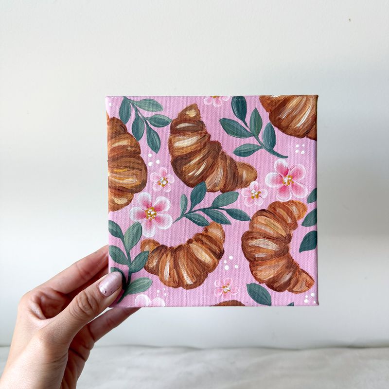 "You Had Me At Croissant  - 6x6" Pink Canvas