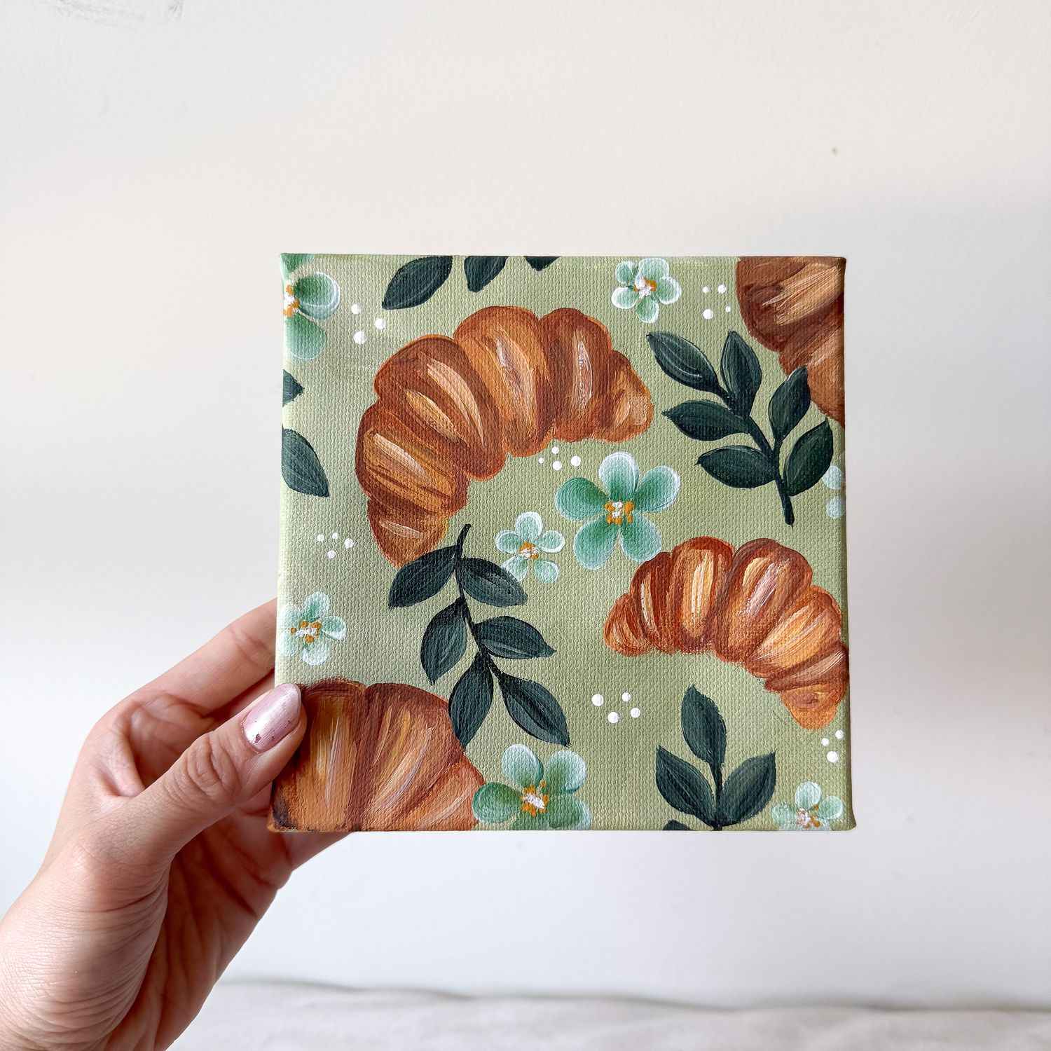 "You Had Me At Croissant - 6x6" Green Canvas "You Had Me At Croissant - 6x6" Green Canvas