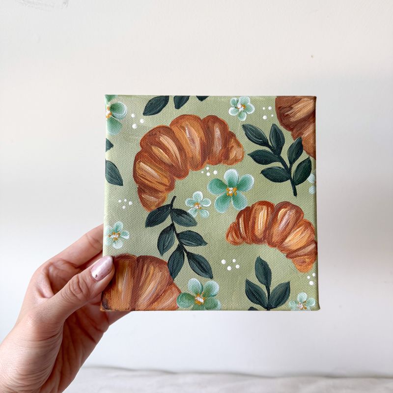 "You Had Me At Croissant  - 6x6" Green Canvas