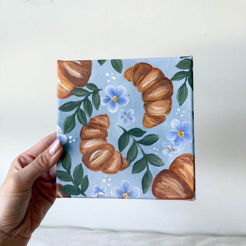 "You Had Me At Croissant  - 6x6" Blue Canvas