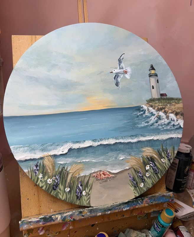 "Unhurried Waters No.2" - 16" Round Canvas